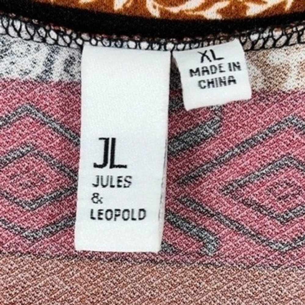 Jules & Leopold Patchwork Paisley Print V Neck Short Sleeve Knit Top XL Womens - Picture 2 of 8